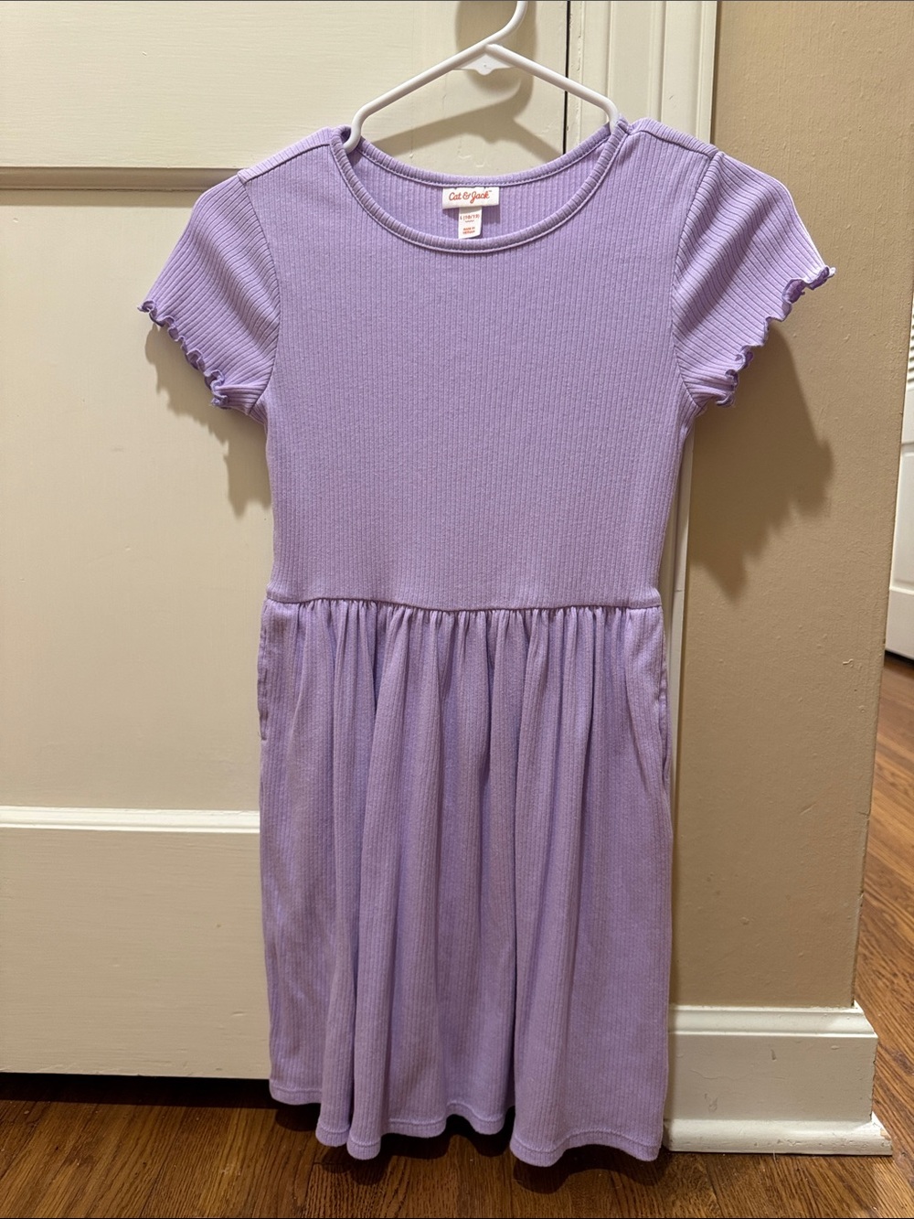 Cat & Jack Lavender Ribbed Short-Sleeve Knit Dress